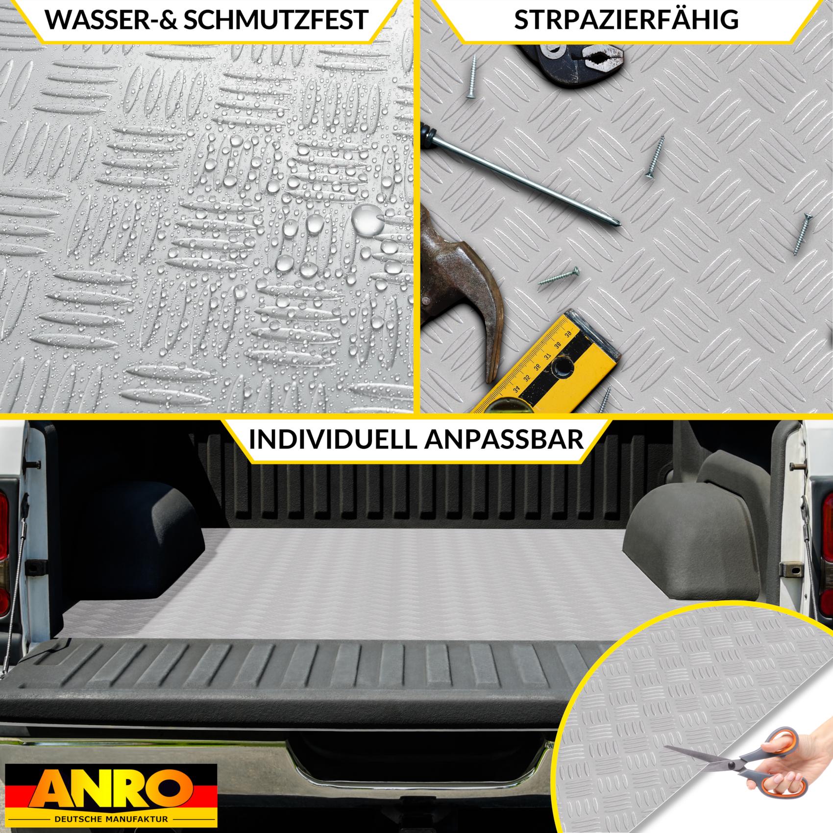 DIO-CHK-SIL_70 PVC Bodenbelag Meterware Antirutschmatte Vinylboden Rollenware Stärke 1,5mm Riffelblech Silber Breite 100cm