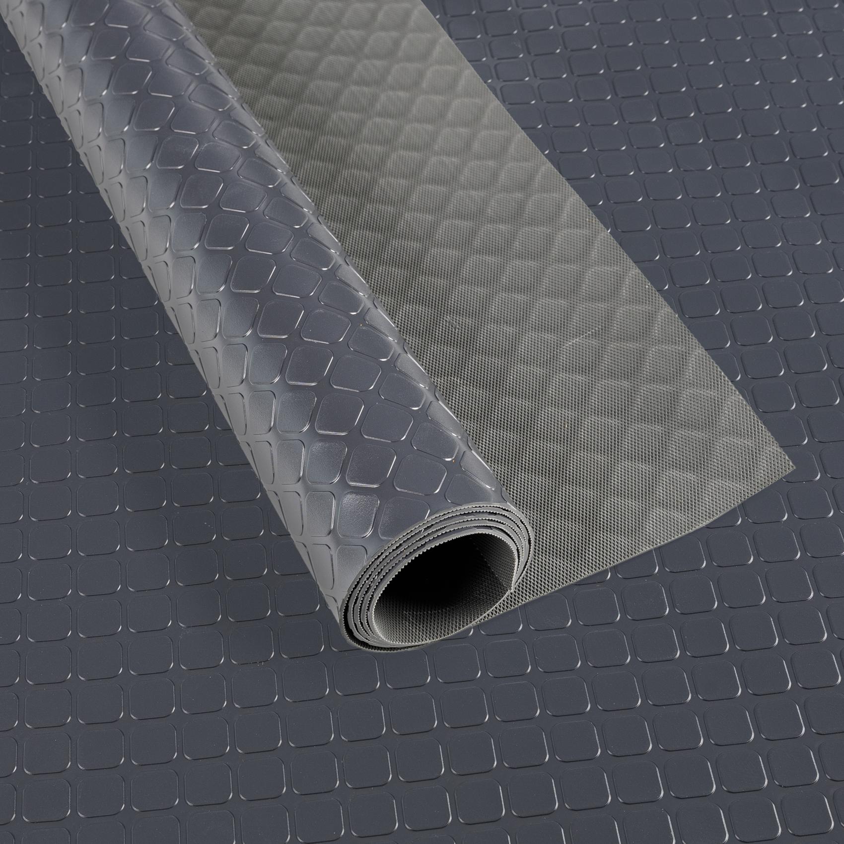 PVC Bodenbelag Meterware Dionis Antirutschmatte Vinylboden Rollenware Stärke 1,5mm Karo Anthrazit Breite 100cm 100x100cm