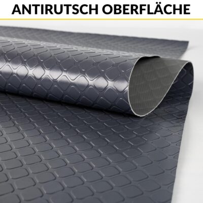PVC Bodenbelag Meterware Dionis Antirutschmatte Vinylboden Rollenware Stärke 1,5mm Karo Anthrazit Breite 100cm