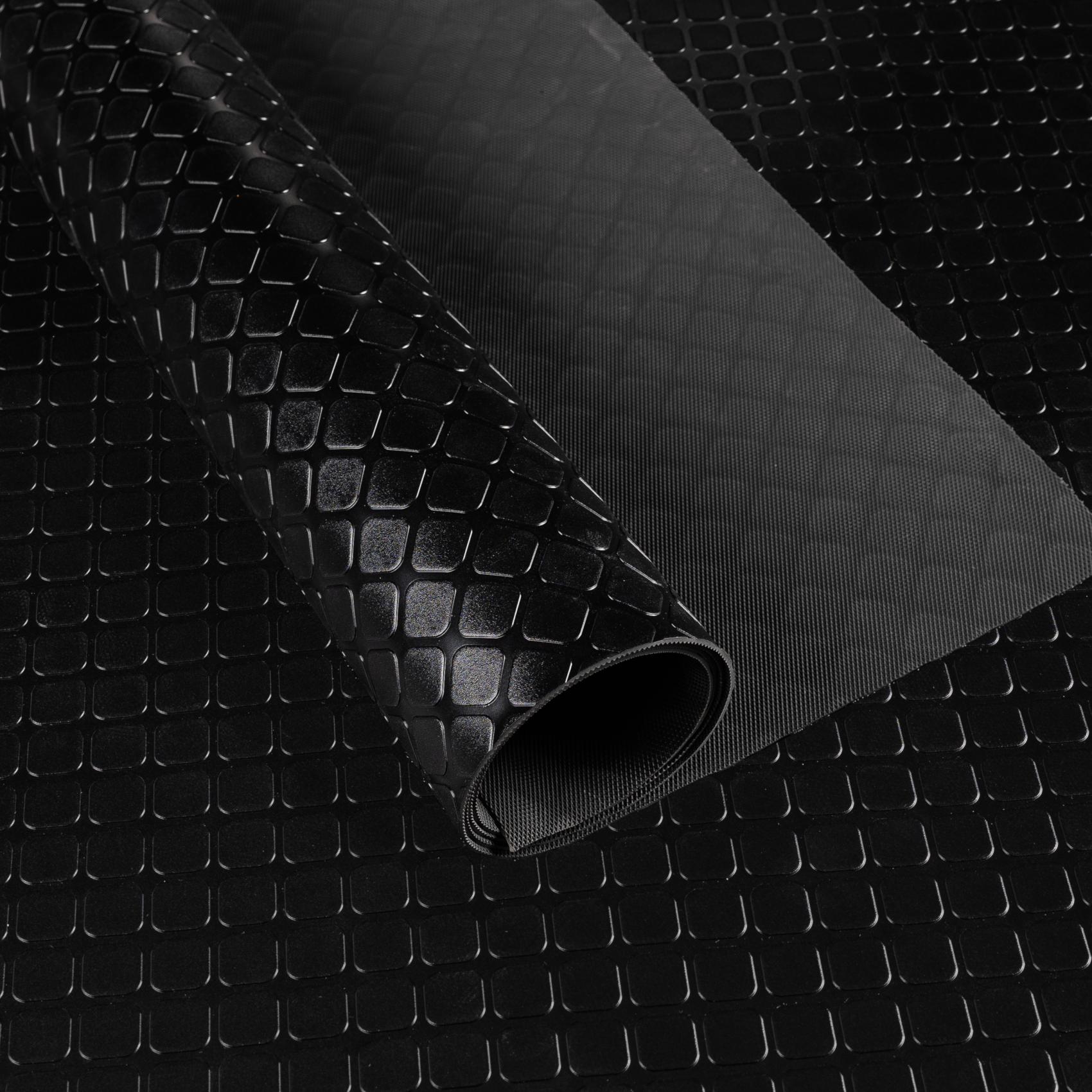 PVC Bodenbelag Meterware Antirutschmatte Dionis Vinylboden Rollenware Stärke 1,5mm Karo Schwarz Breite 100cm