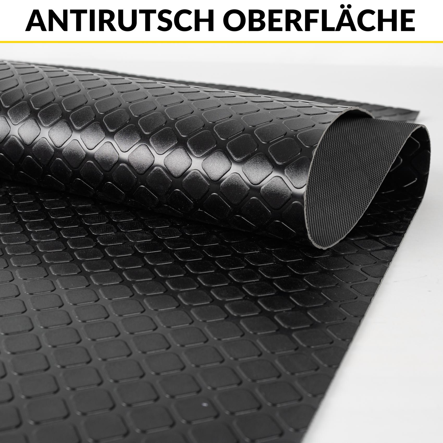 PVC Bodenbelag Meterware Antirutschmatte Dionis Vinylboden Rollenware Stärke 1,5mm Karo Schwarz Breite 100cm