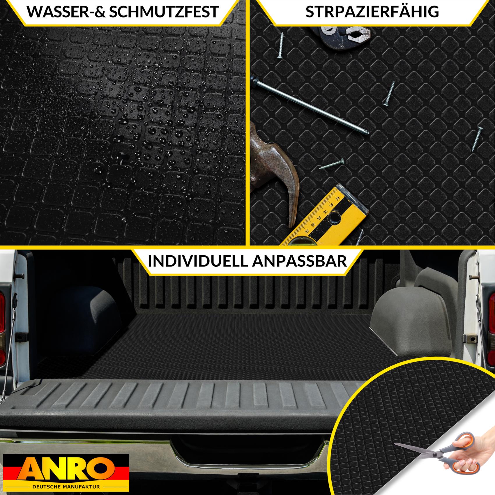 PVC Bodenbelag Meterware Antirutschmatte Dionis Vinylboden Rollenware Stärke 1,5mm Karo Schwarz Breite 100cm