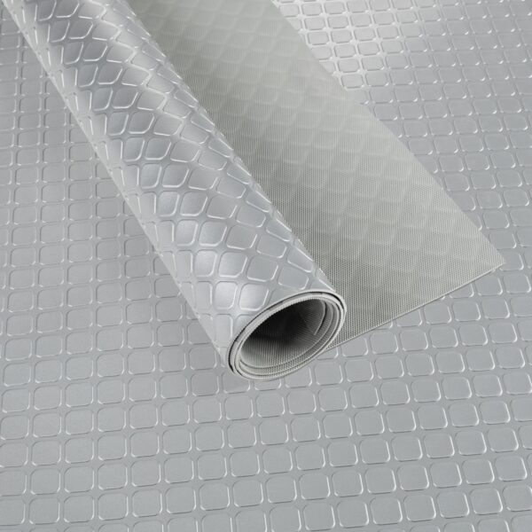 PVC Bodenbelag Meterware Dionis Antirutschmatte Vinylboden Rollenware Stärke 1,5mm Karo Silber Breite 100cm – 100x100cm