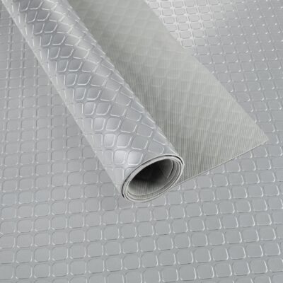 PVC Bodenbelag Meterware Dionis Antirutschmatte Vinylboden Rollenware Stärke 1,5mm Karo Silber Breite 100cm