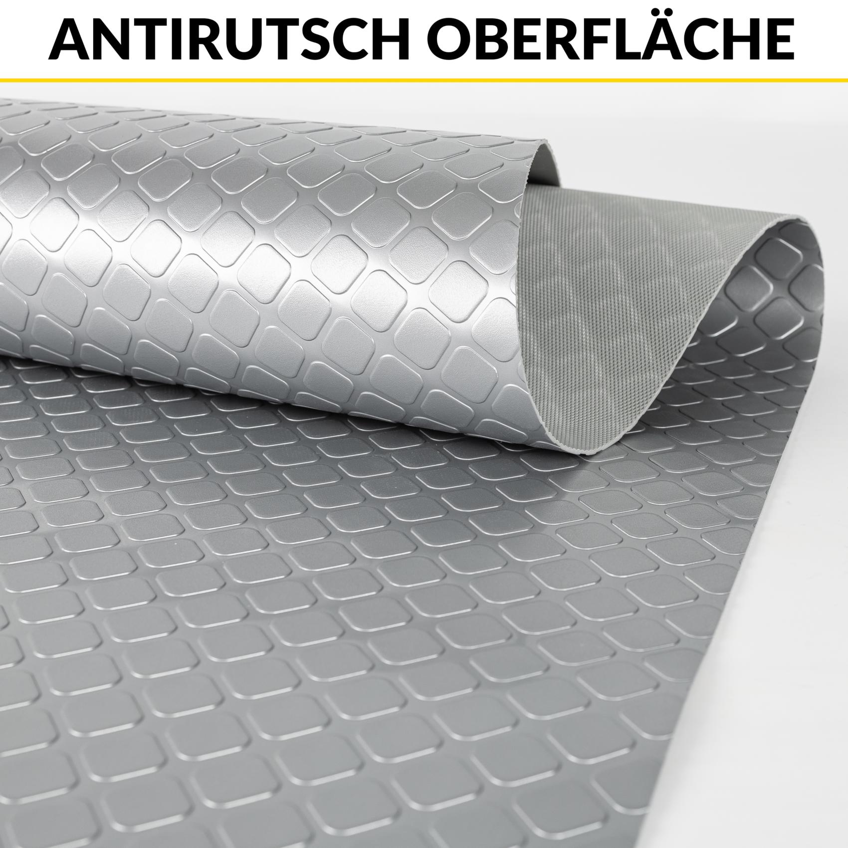 DIO-KAR-SIL_20 PVC Bodenbelag Meterware Dionis Antirutschmatte Vinylboden Rollenware Stärke 1,5mm Karo Silber Breite 100cm