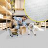 PVC Bodenbelag Meterware Dionis Antirutschmatte Vinylboden Rollenware Stärke 1,5mm Karo Silber Breite 100cm – 100x100cm