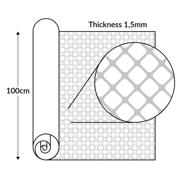 PVC Bodenbelag Meterware Dionis Antirutschmatte Vinylboden Rollenware Stärke 1,5mm Karo Silber Breite 100cm – 100x100cm