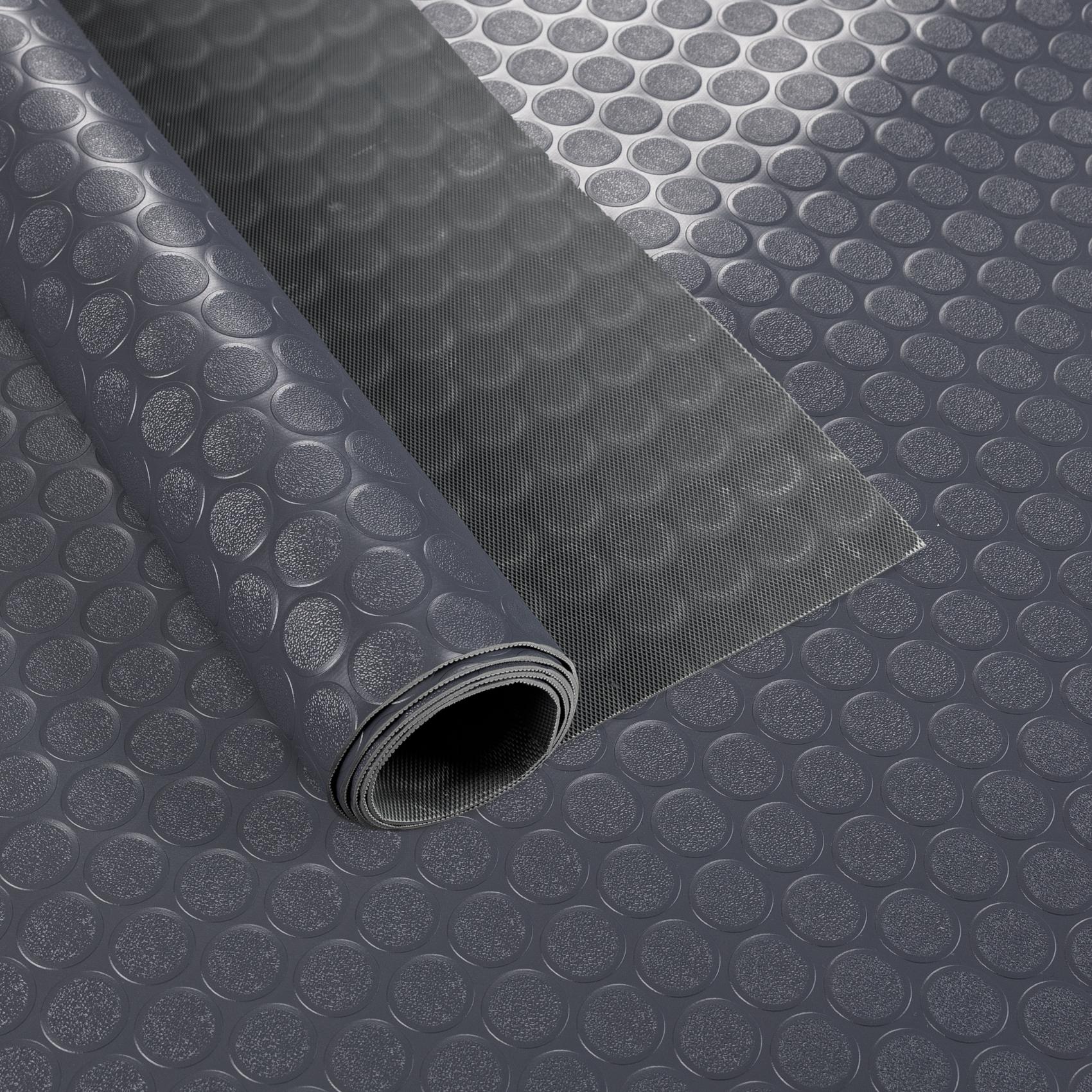 PVC Bodenbelag Meterware Antirutschmatte Vinylboden Rollenware Stärke 1,5mm Noppen Anthrazit 100cm Breite 100x100cm