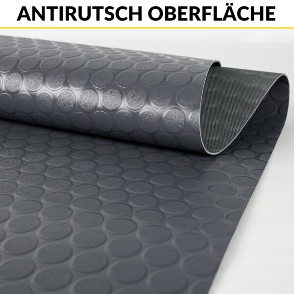 PVC Bodenbelag Meterware Antirutschmatte Vinylboden Rollenware Stärke 1,5mm Noppen Anthrazit 100cm Breite – 100x100cm