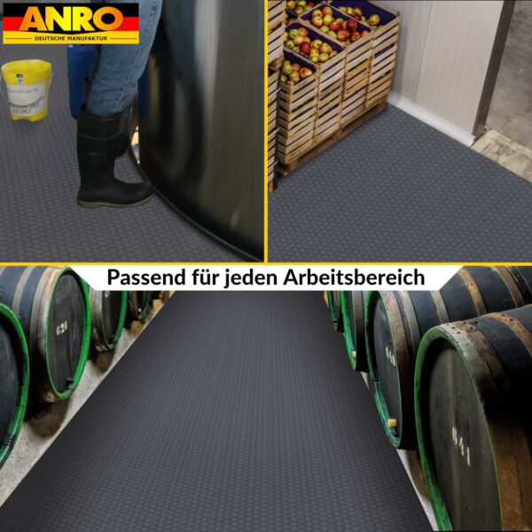 PVC Bodenbelag Meterware Antirutschmatte Vinylboden Rollenware Stärke 1,5mm Noppen Anthrazit 100cm Breite – 100x100cm