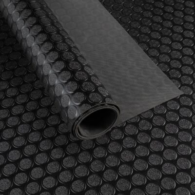 PVC Bodenbelag Meterware Antirutschmatte Vinylboden Rollenware Stärke 1,5mm Noppen Schwarz Breite 100cm