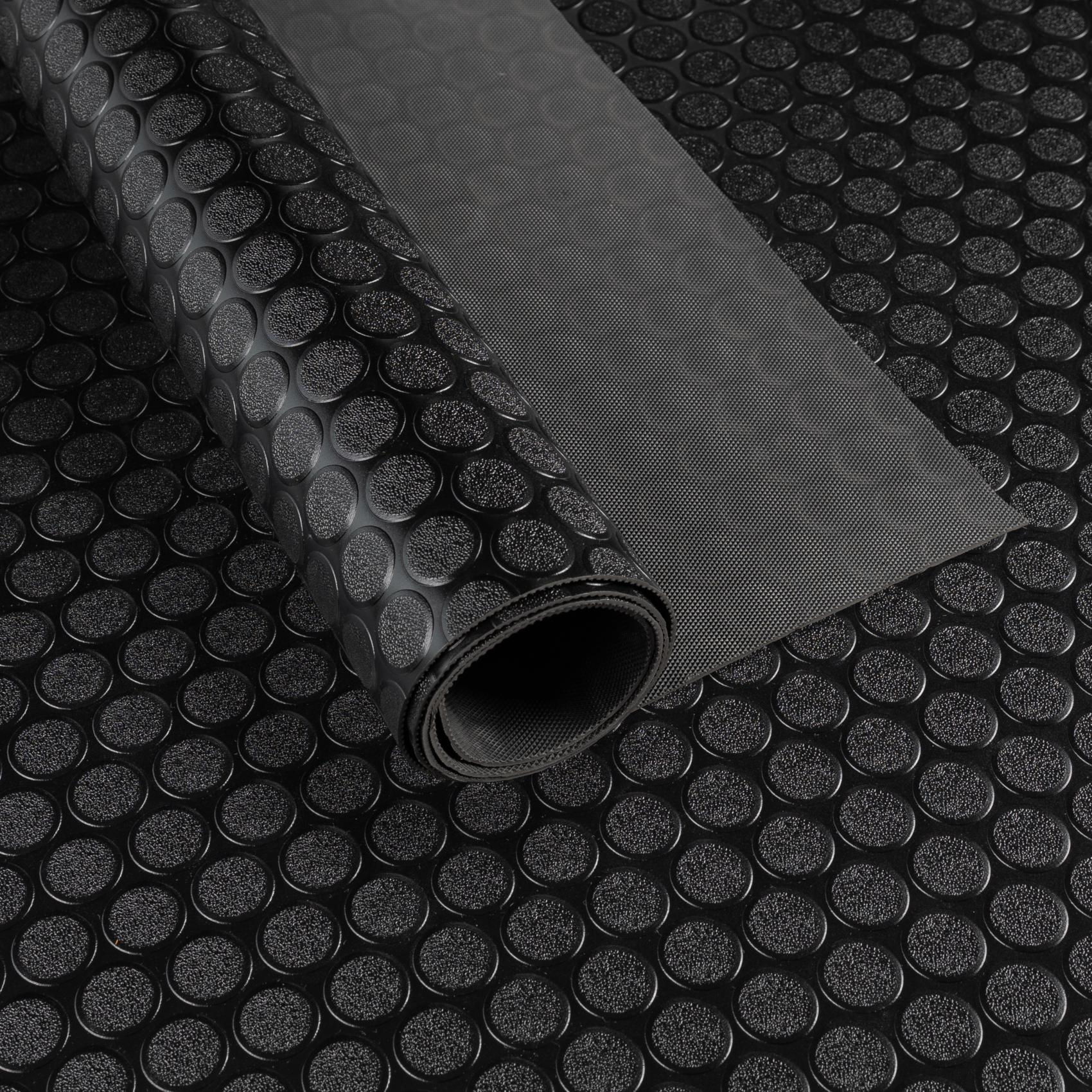 DIO-NOP-SCH_10 PVC Bodenbelag Meterware Antirutschmatte Vinylboden Rollenware Stärke 1,5mm Noppen Schwarz Breite 100cm