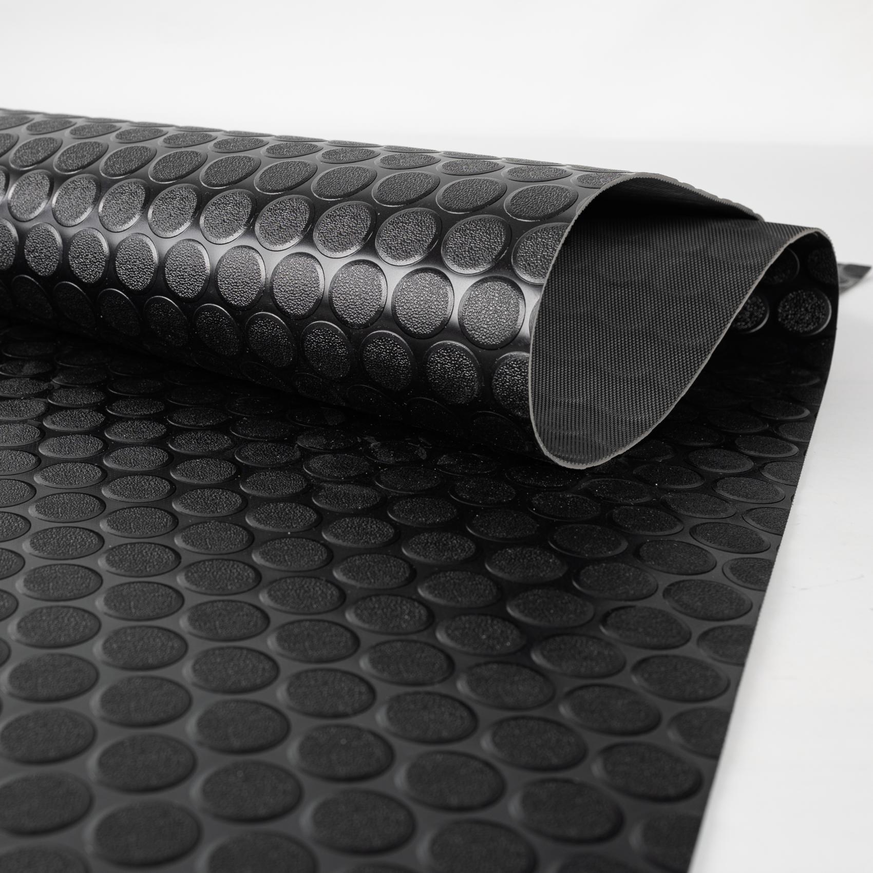 DIO-NOP-SCH_20 PVC Bodenbelag Meterware Antirutschmatte Vinylboden Rollenware Stärke 1,5mm Noppen Schwarz Breite 100cm