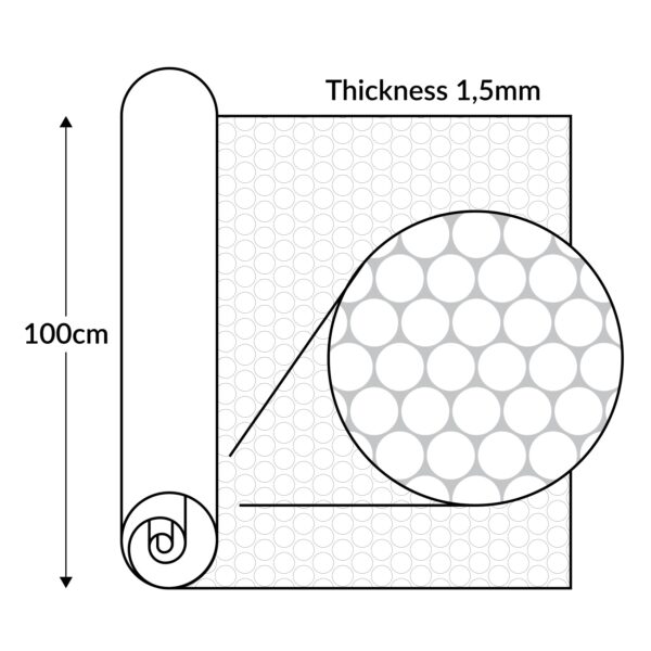 PVC Bodenbelag Meterware Antirutschmatte Vinylboden Rollenware Stärke 1,5mm Noppen Anthrazit 100cm Breite – 100x100cm