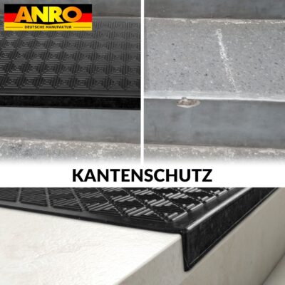 Gummi Stufenmatte Spiraldesign mit Winkelkante Treppenstuffen Antirutschmatte 75x25x2,5cm