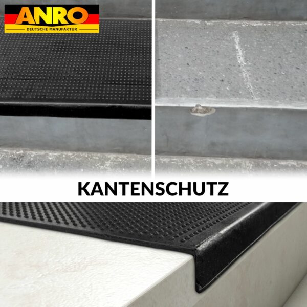 Stufenmatte Gummi Treppenbelag gummiert Breite 60-150cm – Punkte Schwarz, 77x25x3cm