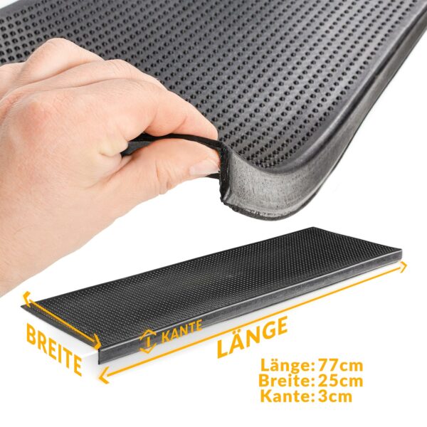 Stufenmatte Gummi Treppenbelag gummiert Breite 60-150cm – Punkte Schwarz, 77x25x3cm