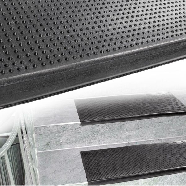 Stufenmatte Gummi Treppenbelag gummiert Breite 60-150cm – Punkte Schwarz, 77x25x3cm