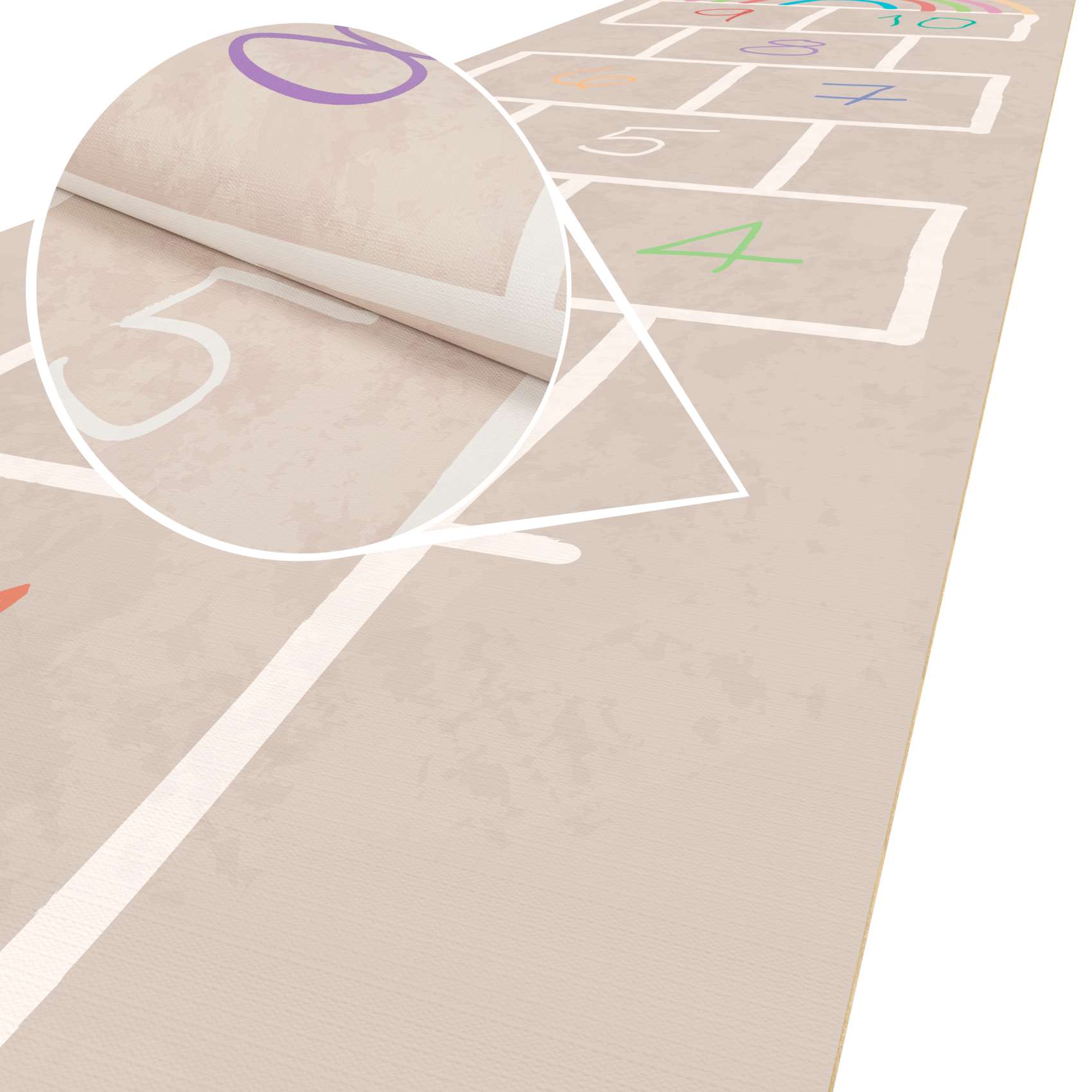 Spielmatte Hüpfspiel Teppich Läufer Hüpfspiel abwaschbar rutschfest Spring Kreuz Beige 67x240cm