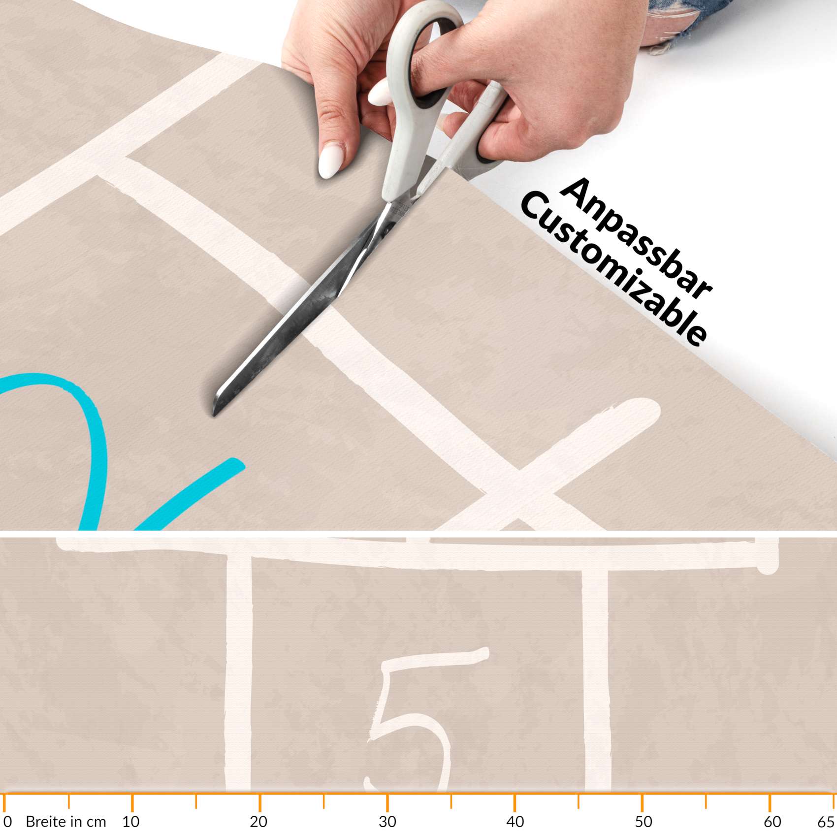 Spielmatte Hüpfspiel Teppich Läufer Hüpfspiel abwaschbar rutschfest Spring Kreuz Beige 67x240cm