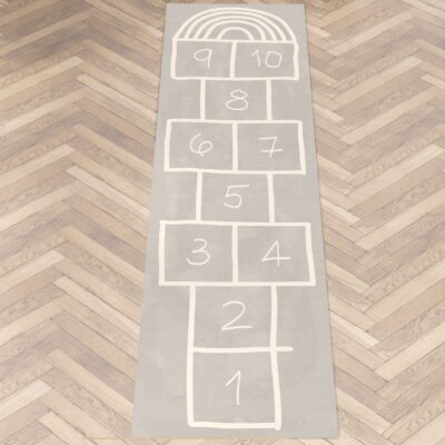 Spielmatte Hüpfspiel Teppich Läufer Hüpfspiel abwaschbar rutschfest Spring Kreuz Grau 67x240cm