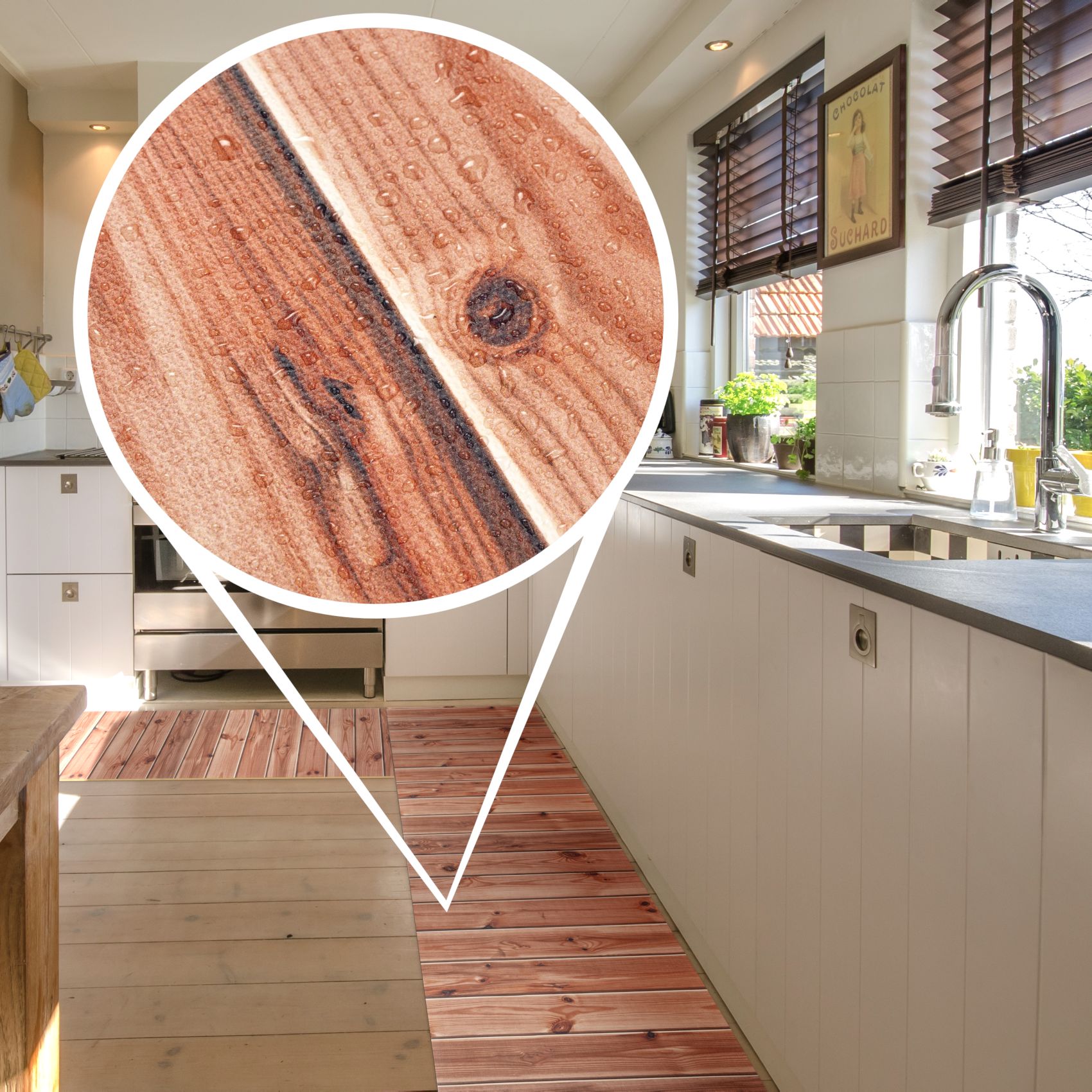 GIMMY701_17 Küchenläufer Küchenteppich Läufer Flur Teppichläufer rutschfest Holz Grau