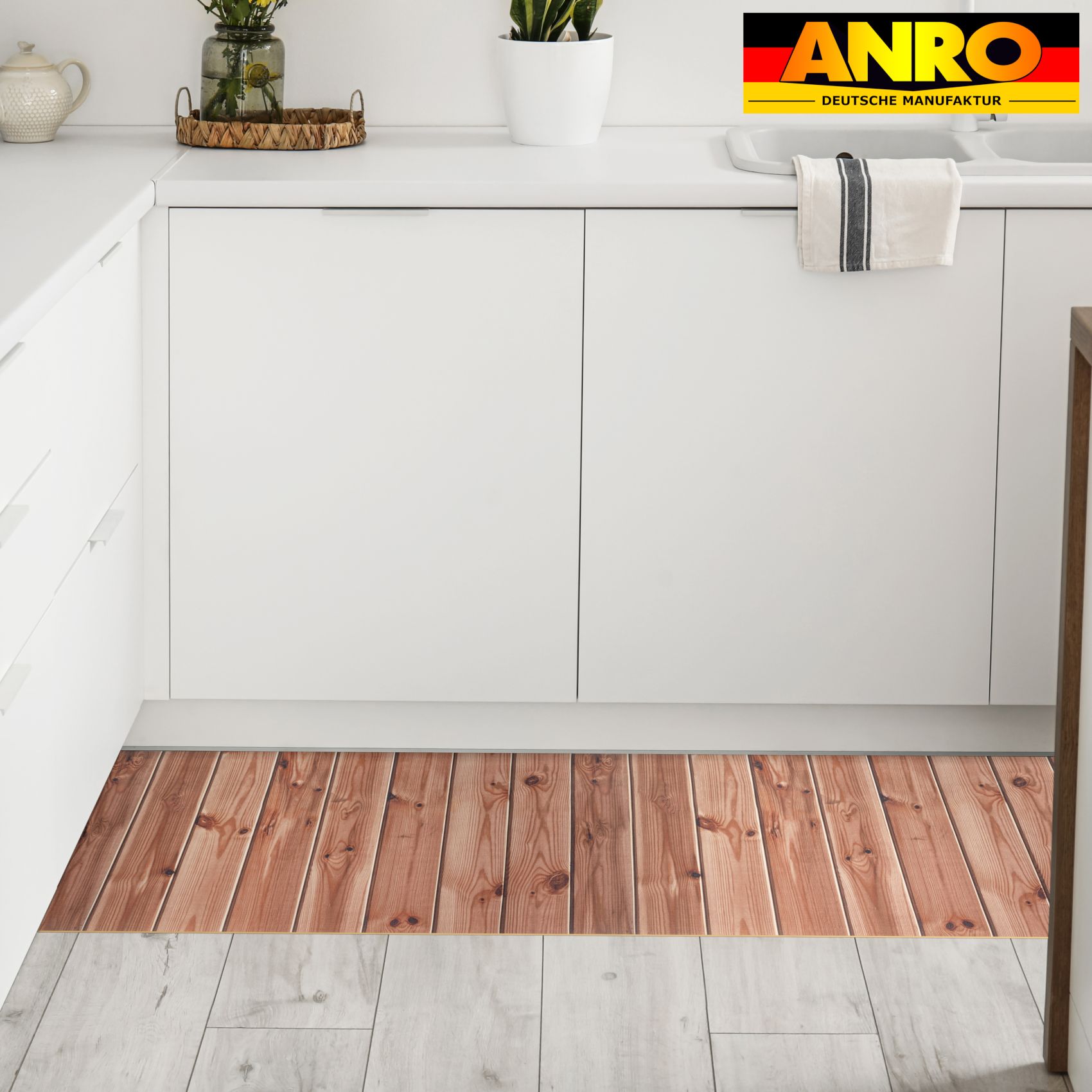 GIMMY701_24 Küchenläufer Küchenteppich Läufer Flur Teppichläufer rutschfest Holz Grau