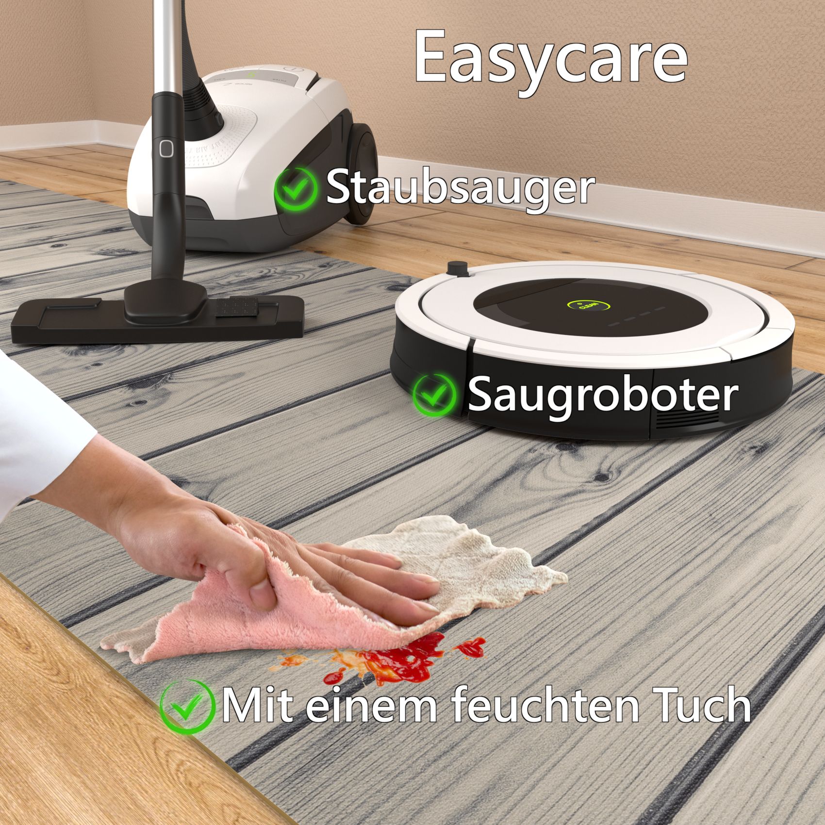 GIMMY702_70 Küchenläufer Küchenteppich Läufer Flur Teppichläufer rutschfest Holz Grau