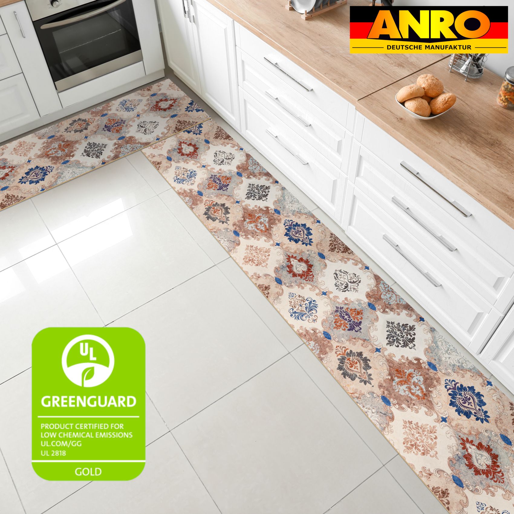 Küchenläufer Küchenteppich Läufer Flur Teppichläufer rutschfest Teppich Look