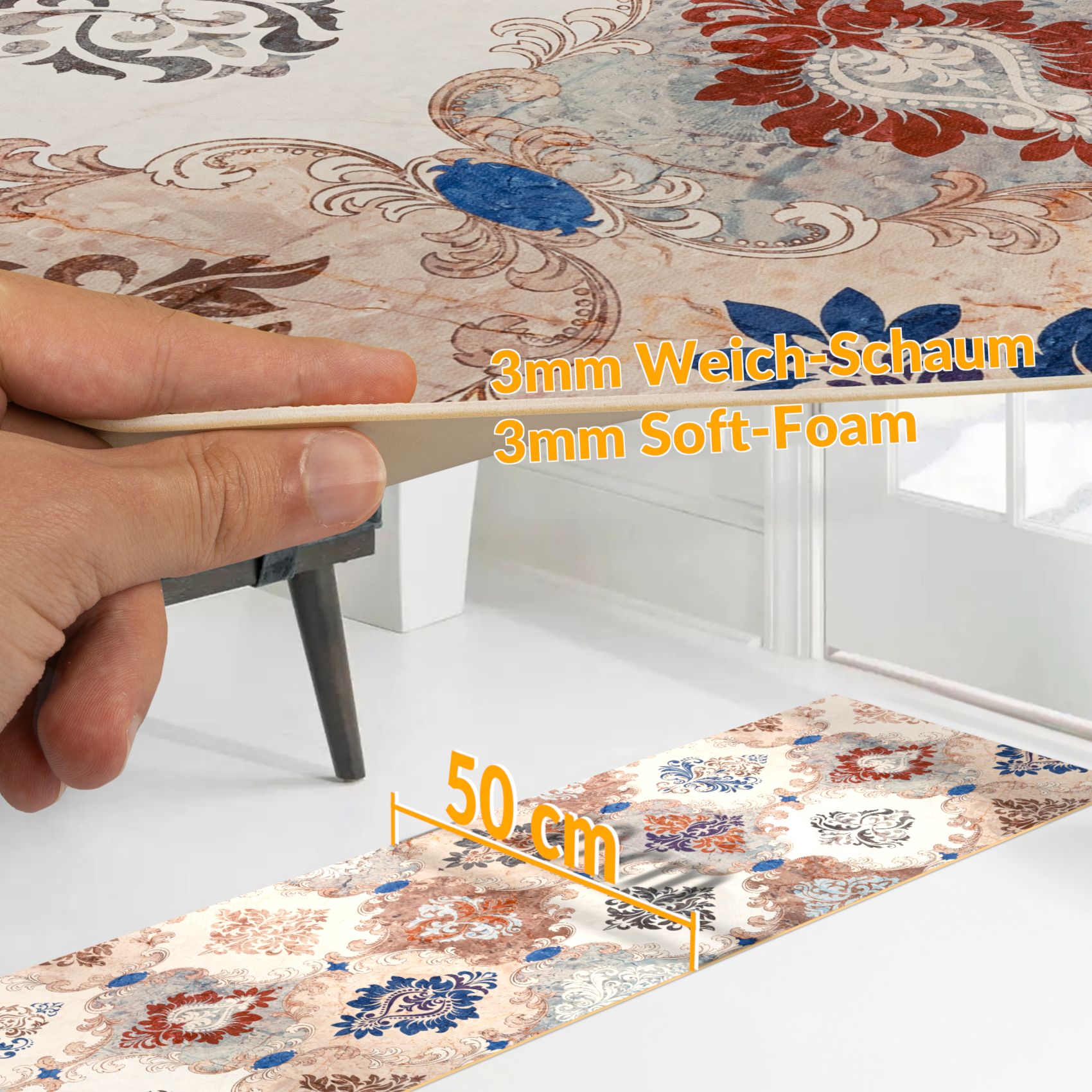 Küchenläufer Küchenteppich Läufer Flur Teppichläufer rutschfest Teppich Look