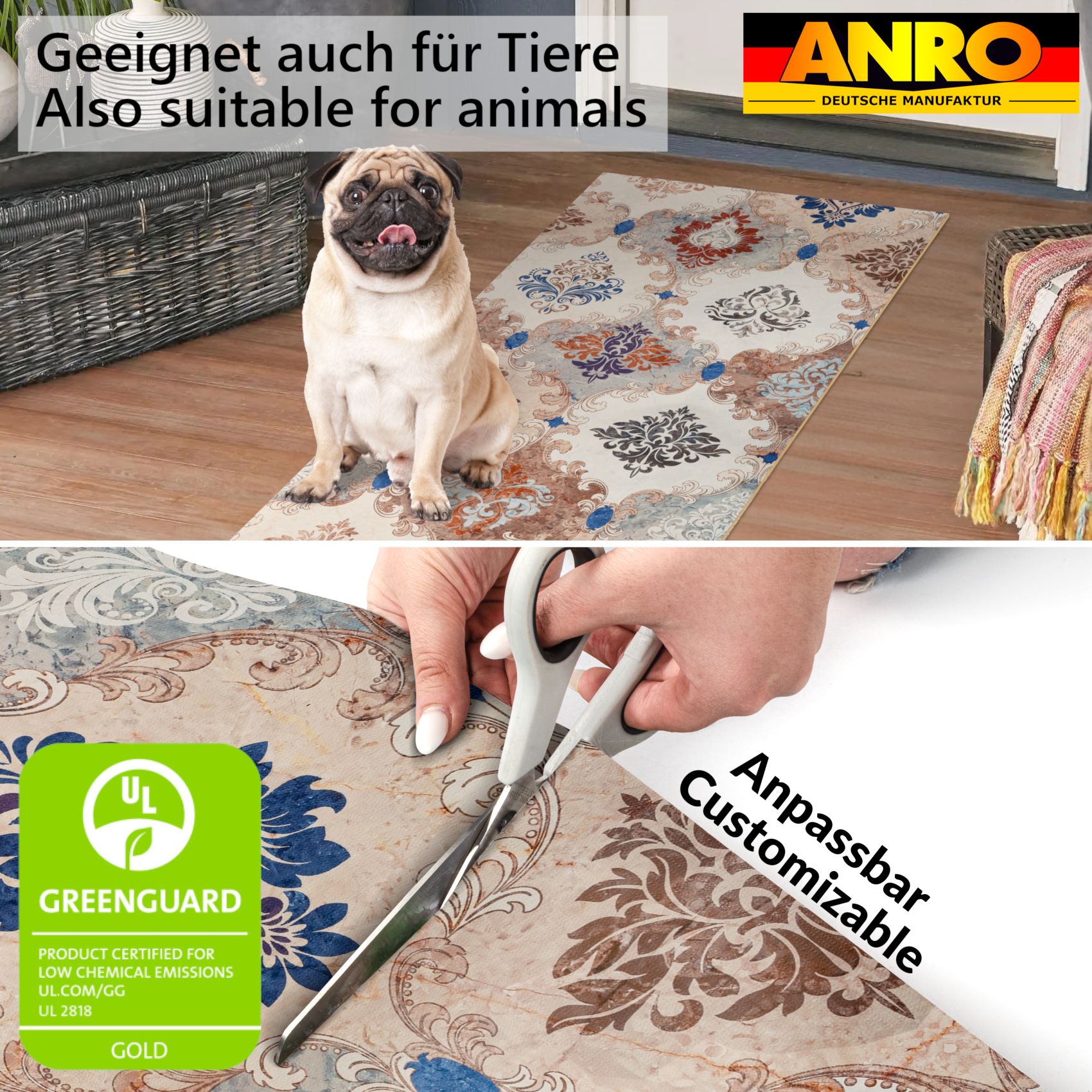 Küchenläufer Küchenteppich Läufer Flur Teppichläufer rutschfest Teppich Look