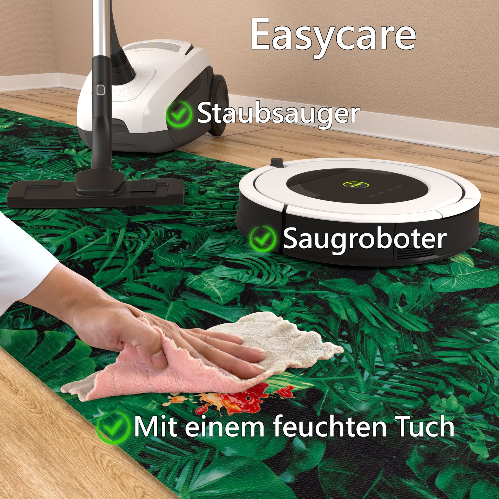 Küchenläufer Küchenteppich Läufer Flur Teppichläufer rutschfest Palme