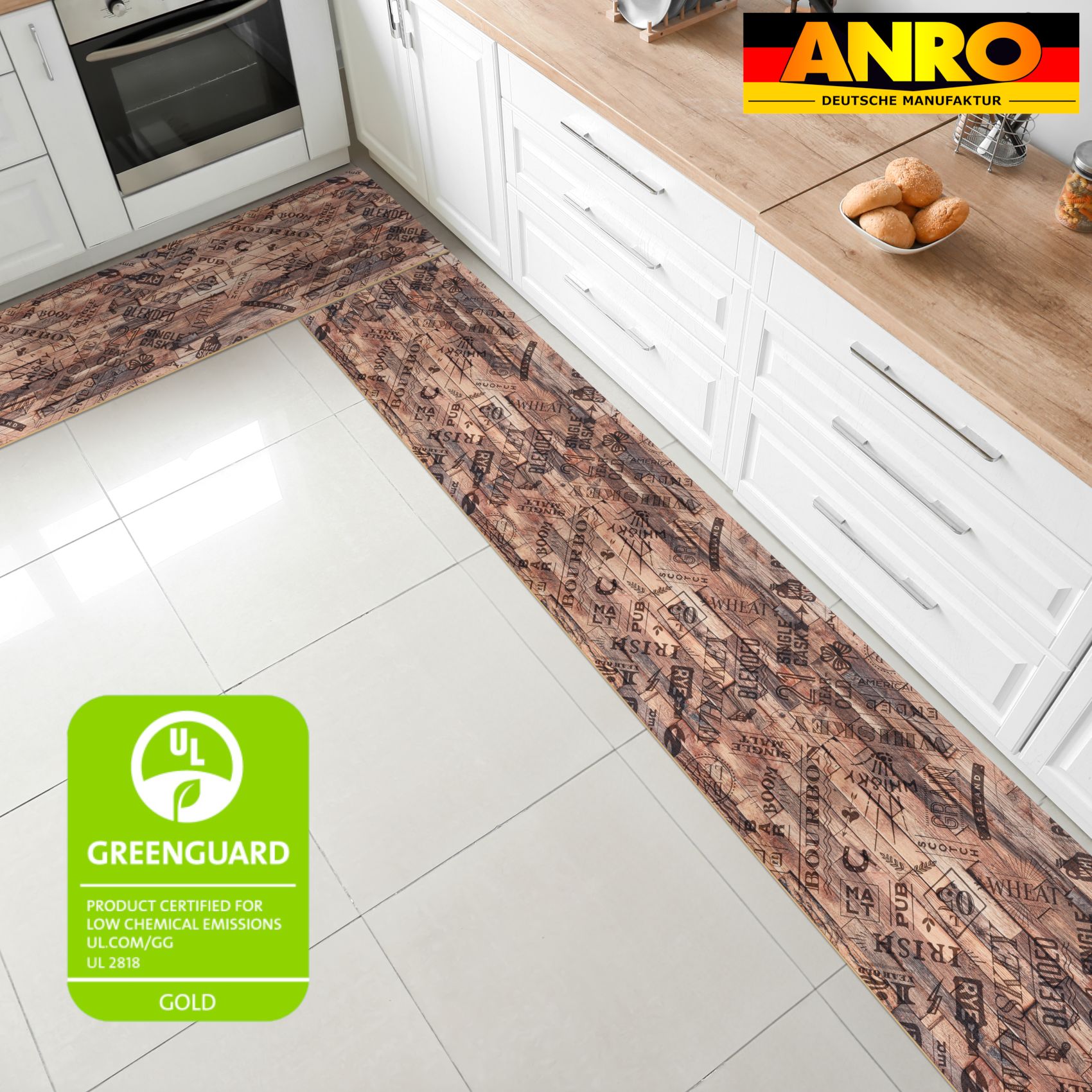 GIMMY710_20 Küchenläufer Küchenteppich Läufer Flur Teppichläufer rutschfest Whisky Braun