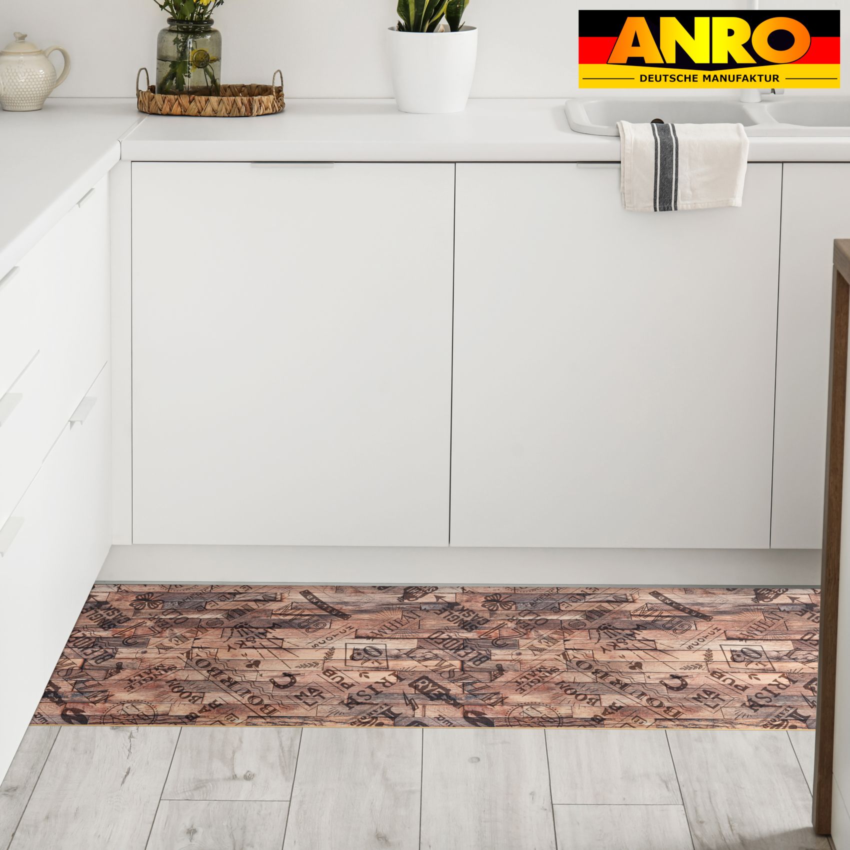 GIMMY710_24 Küchenläufer Küchenteppich Läufer Flur Teppichläufer rutschfest Whisky Braun