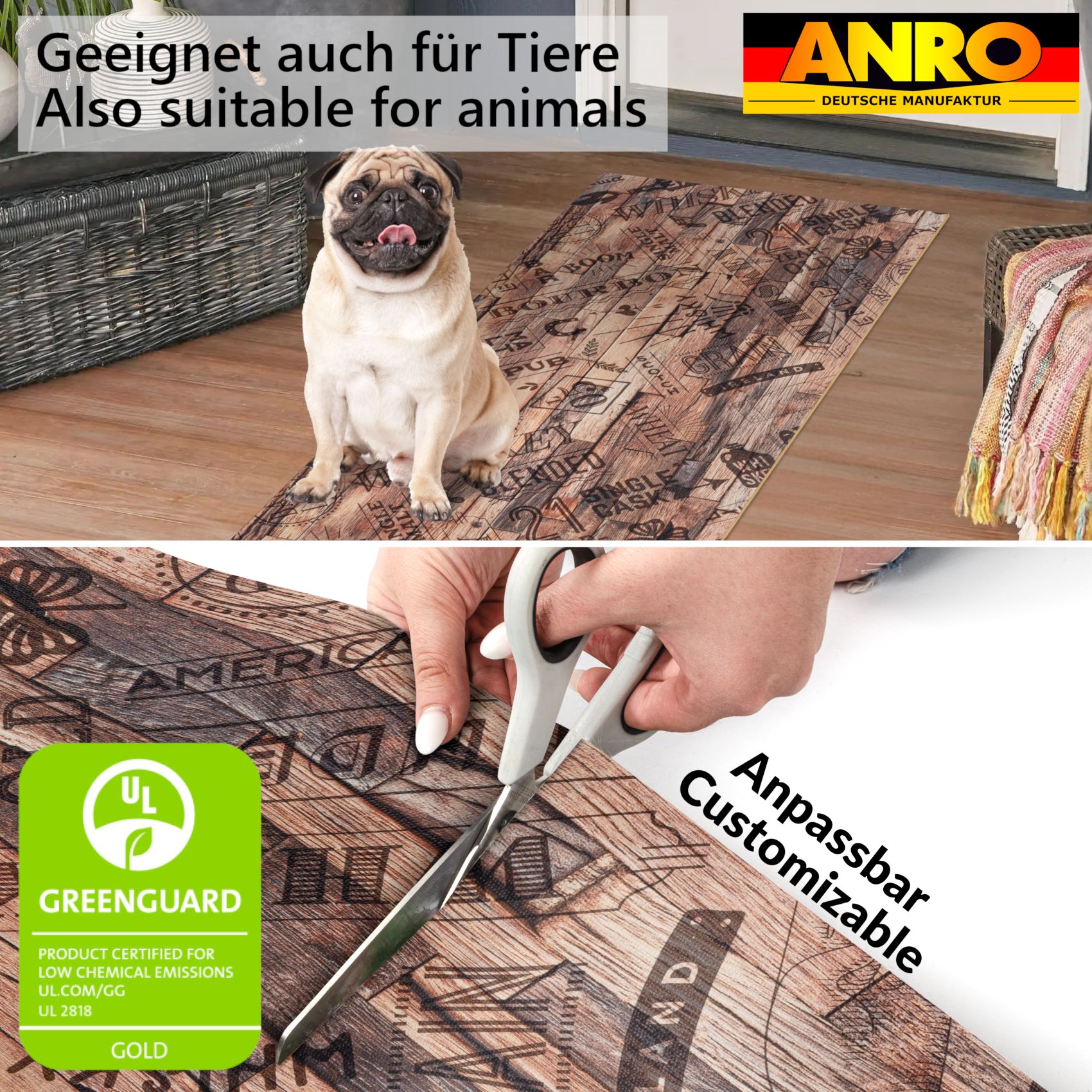 GIMMY710_50 Küchenläufer Küchenteppich Läufer Flur Teppichläufer rutschfest Whisky Braun