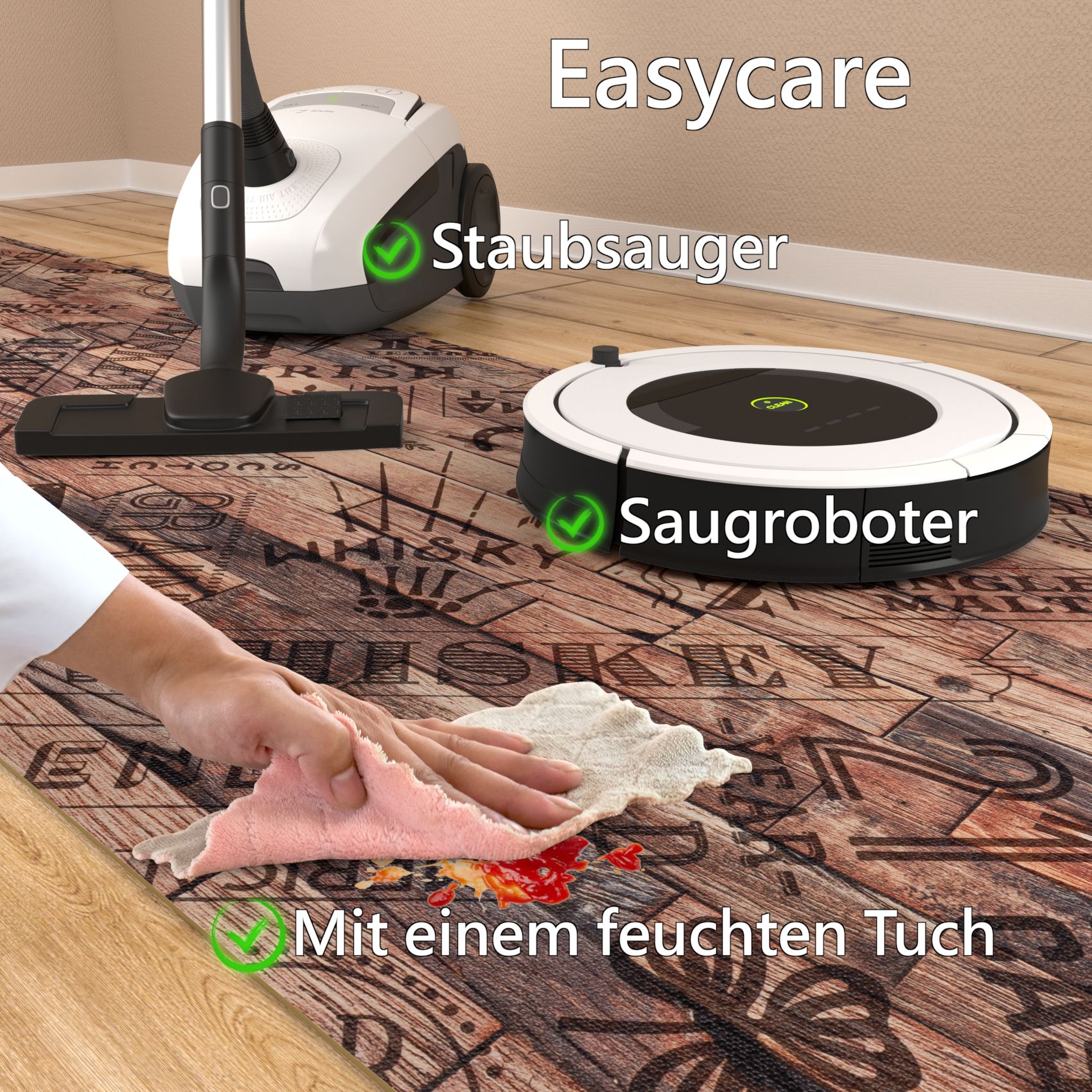 GIMMY710_70 Küchenläufer Küchenteppich Läufer Flur Teppichläufer rutschfest Whisky Braun