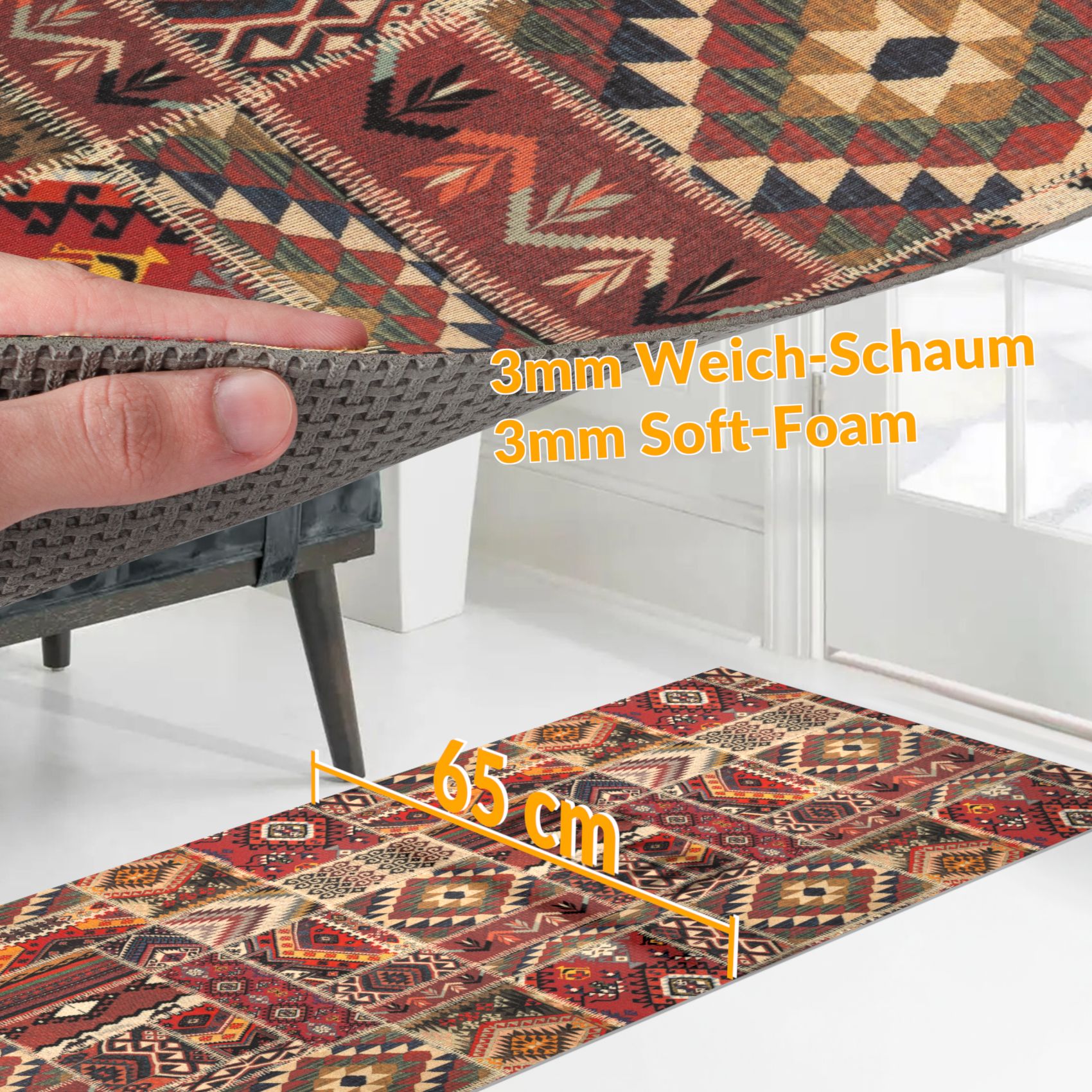 Küchenläufer Teppich Läufer Küchenteppich abwaschbar rutschfest Zauberteppich