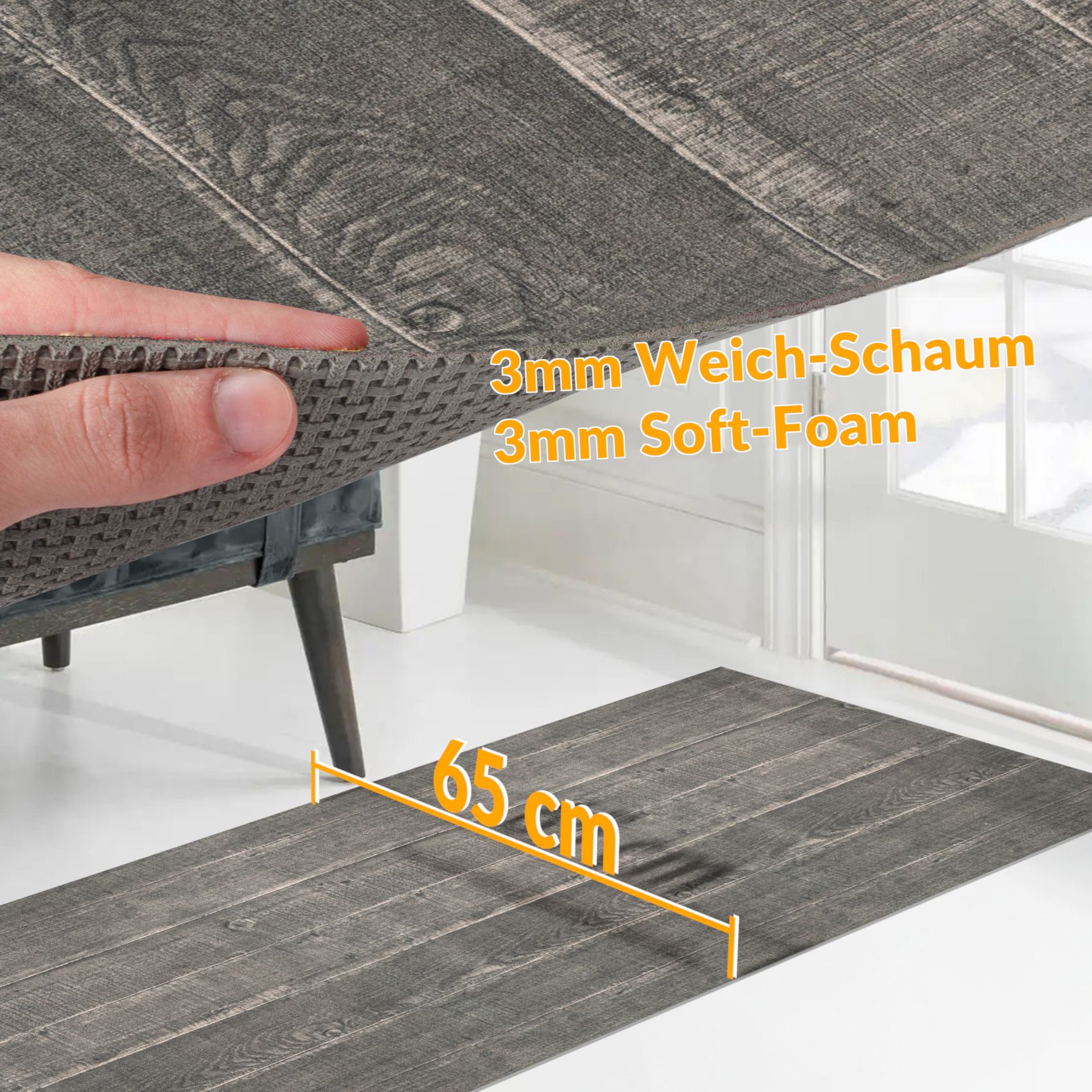 Küchenläufer Teppich Läufer Küchenteppich abwaschbar rutschfest Holzbrett