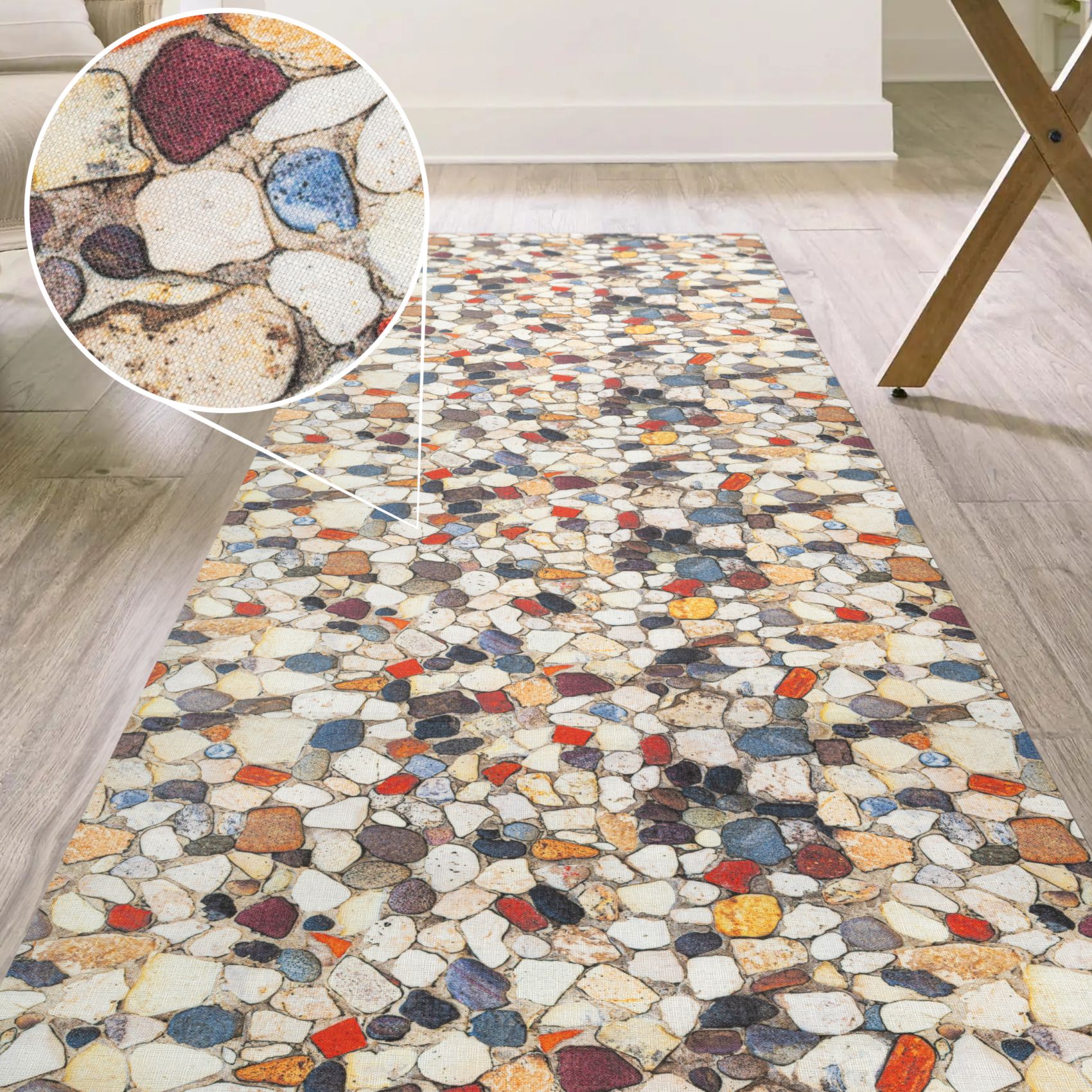 GTPTOPAZ_10B Küchenläufer Teppich Läufer Küchenteppich abwaschbar rutschfest Mosaiksteine