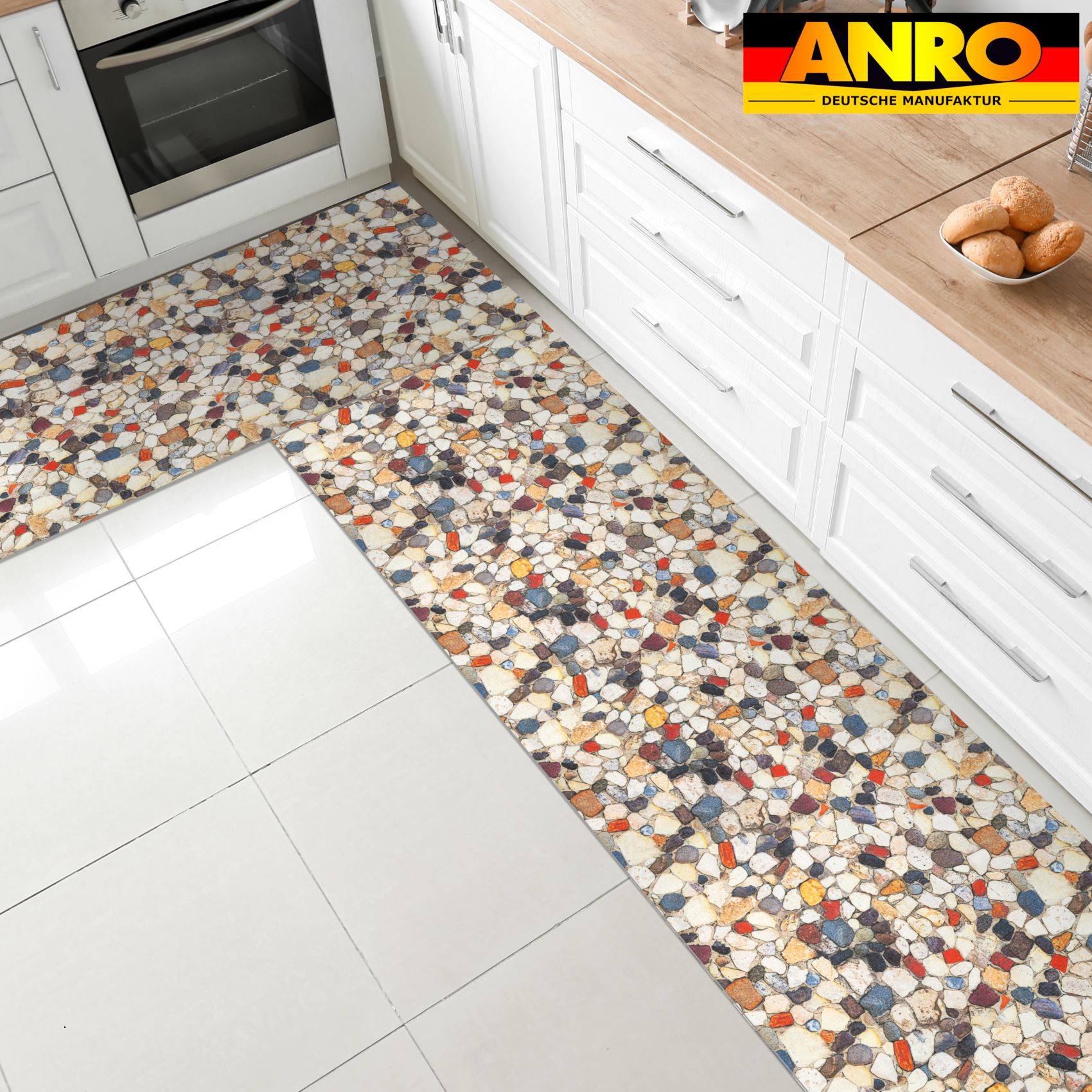 GTPTOPAZ_20 Küchenläufer Teppich Läufer Küchenteppich abwaschbar rutschfest Mosaiksteine