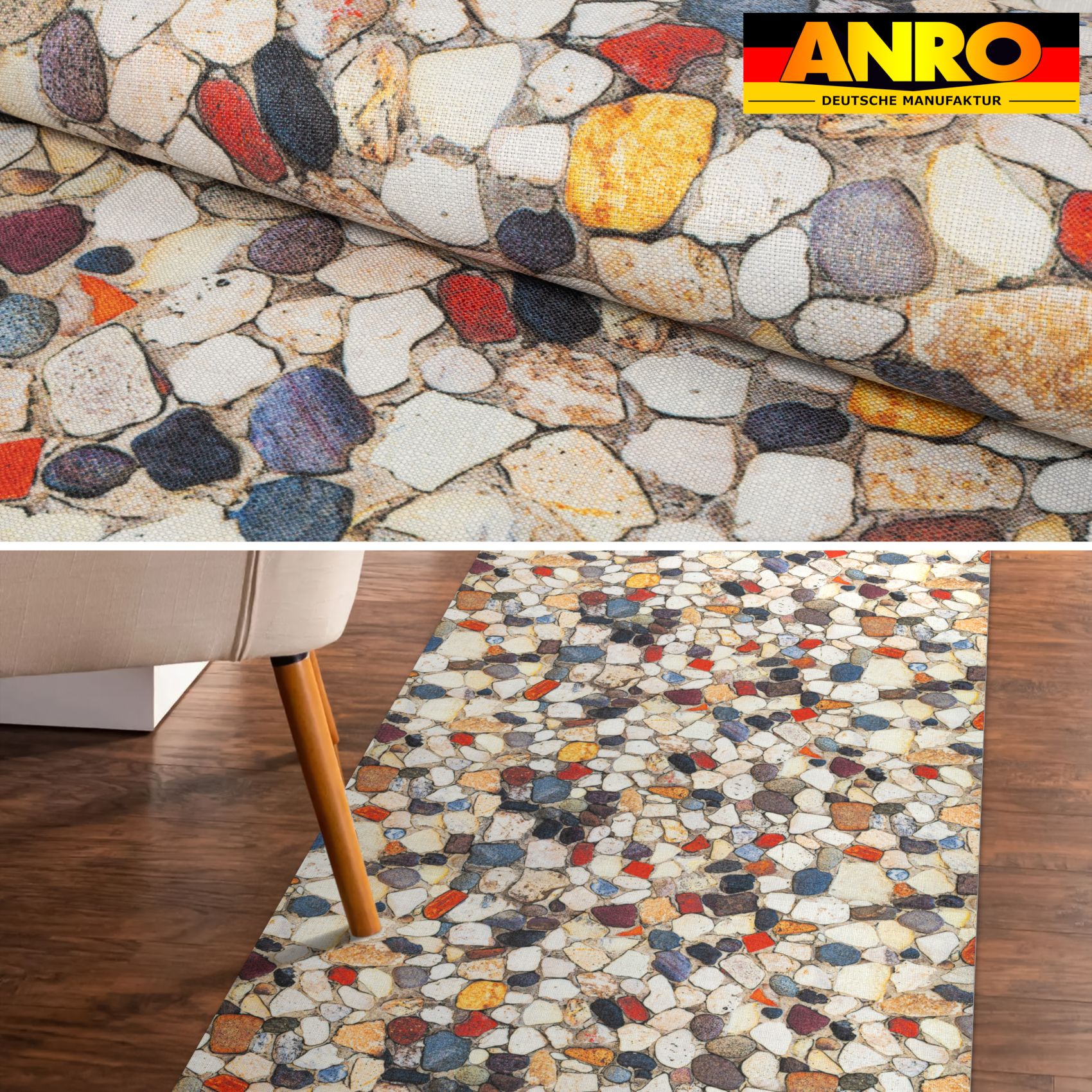 GTPTOPAZ_20 Küchenläufer Teppich Läufer Küchenteppich abwaschbar rutschfest Mosaiksteine