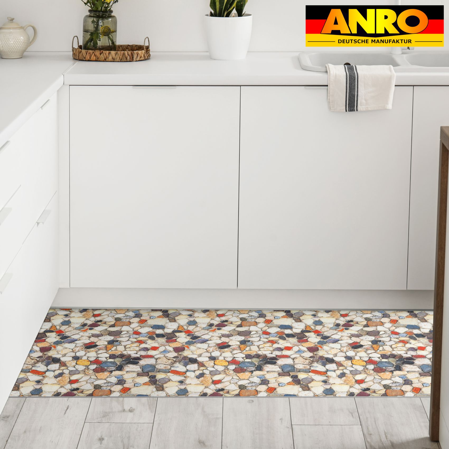 GTPTOPAZ_24 Küchenläufer Teppich Läufer Küchenteppich abwaschbar rutschfest Mosaiksteine