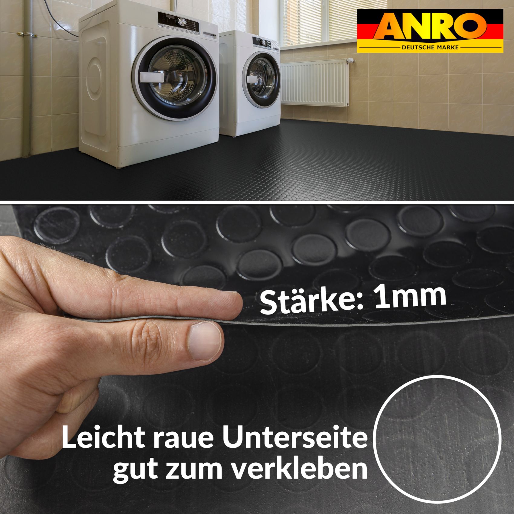 PPFL3510_04 PVC Bodenbelag Noppenbelag Vinyl Boden Noppen 1mm Meterware 100cm Breit