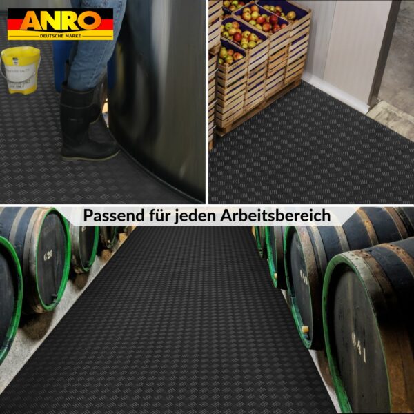PVC Bodenbelag Vinylboden Riffelblechoptik Schwarz 1mm Antirutschmatte Meterware 140cm Breit – 100x140cm