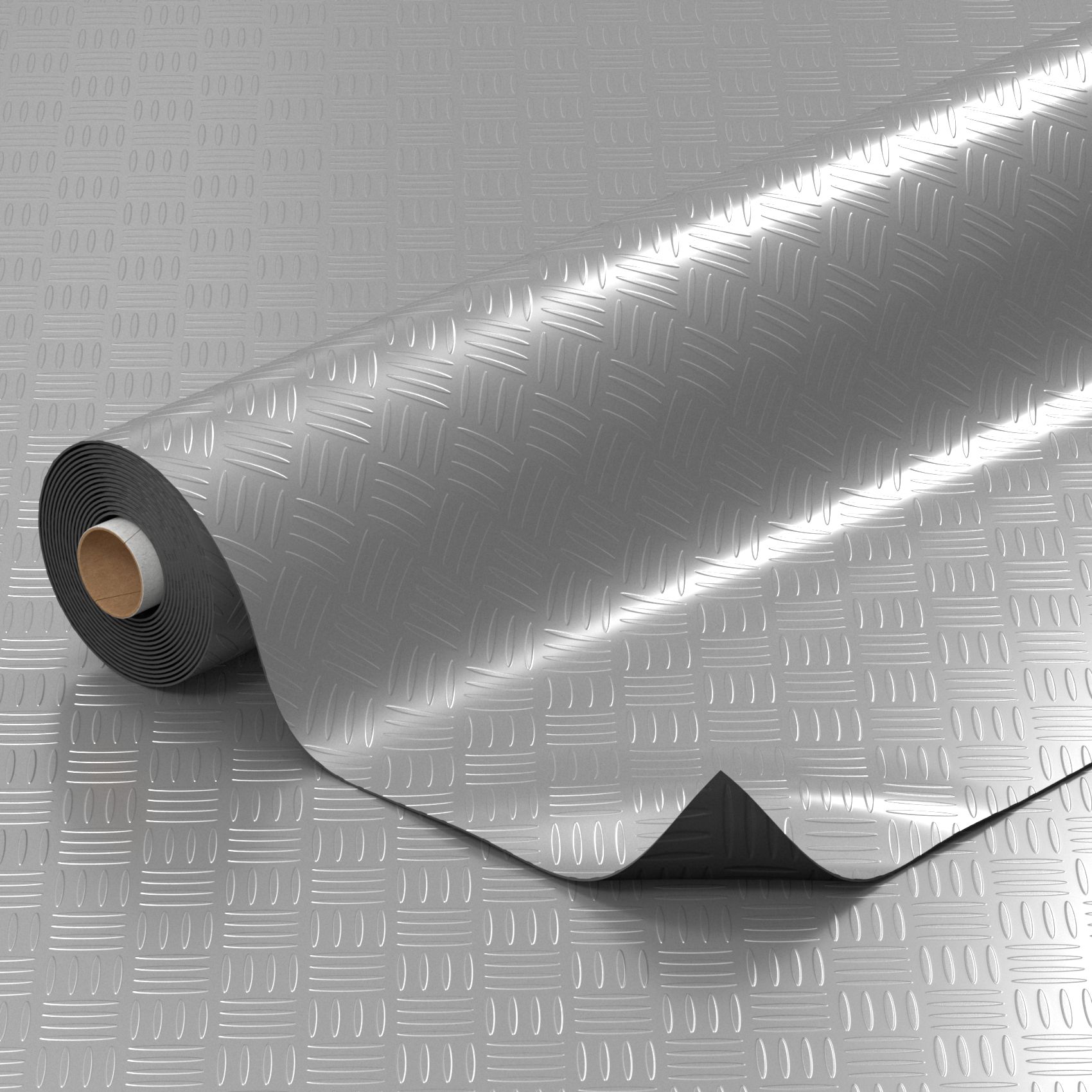 PVC Bodenbelag Meterware Vinylboden Tränenblech Riffelblech Optik 1mm Silber 140cm Breit 100x140cm