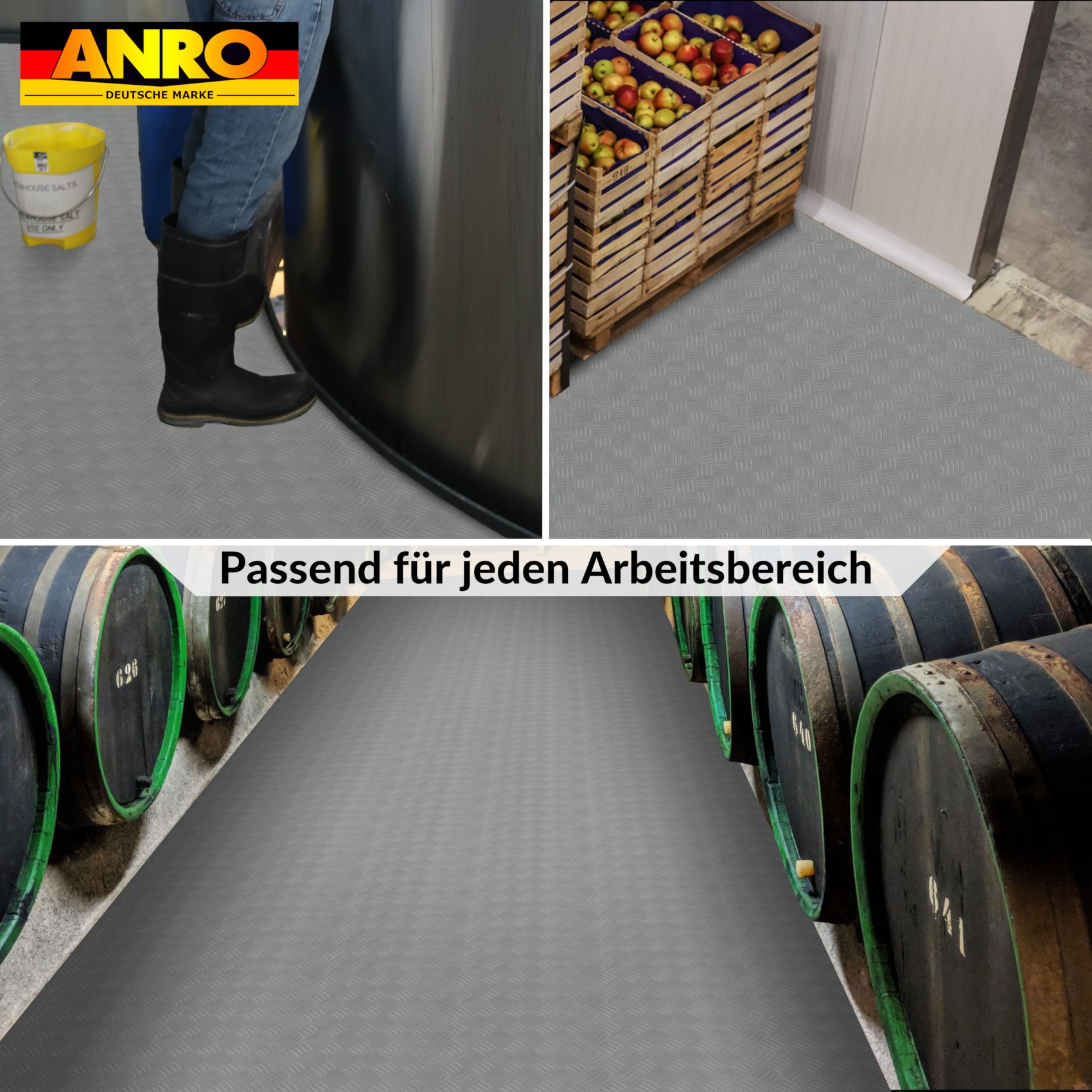 PPFL3614_06 PVC Bodenbelag Meterware Vinylboden Tränenblech Riffelblech Optik 1mm Silber 140cm Breit