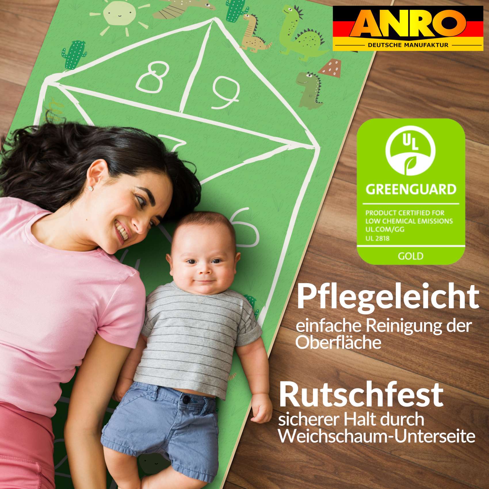 ANROHUPF5_50 Spielmatte Hüpfspiel Teppich Läufer Hüpfspiel abwaschbar rutschfest Briefhopse 75x194cm