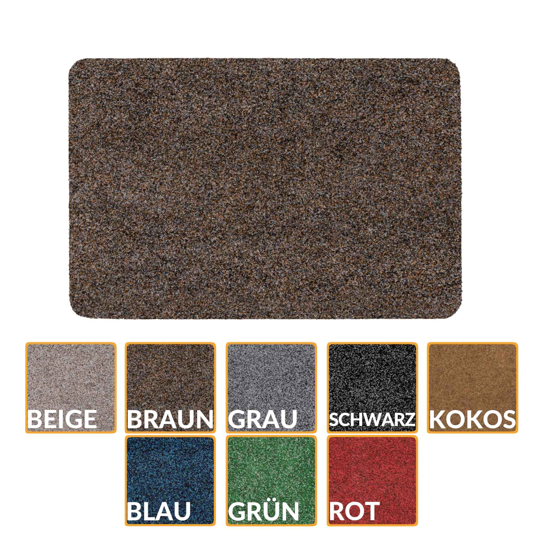 Fußmatte Schmutzfangmatte Fußabtreter POET Uni Mehrfarbig Dunkelbraun 40x60cm