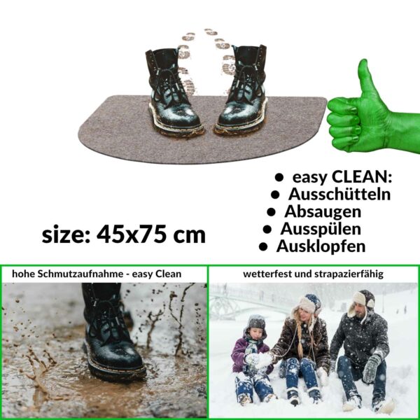Fußmatte Schmutzfangmatte Fußabtreter POET Uni Mehrfarbig – Hellbraun, 45x75cm