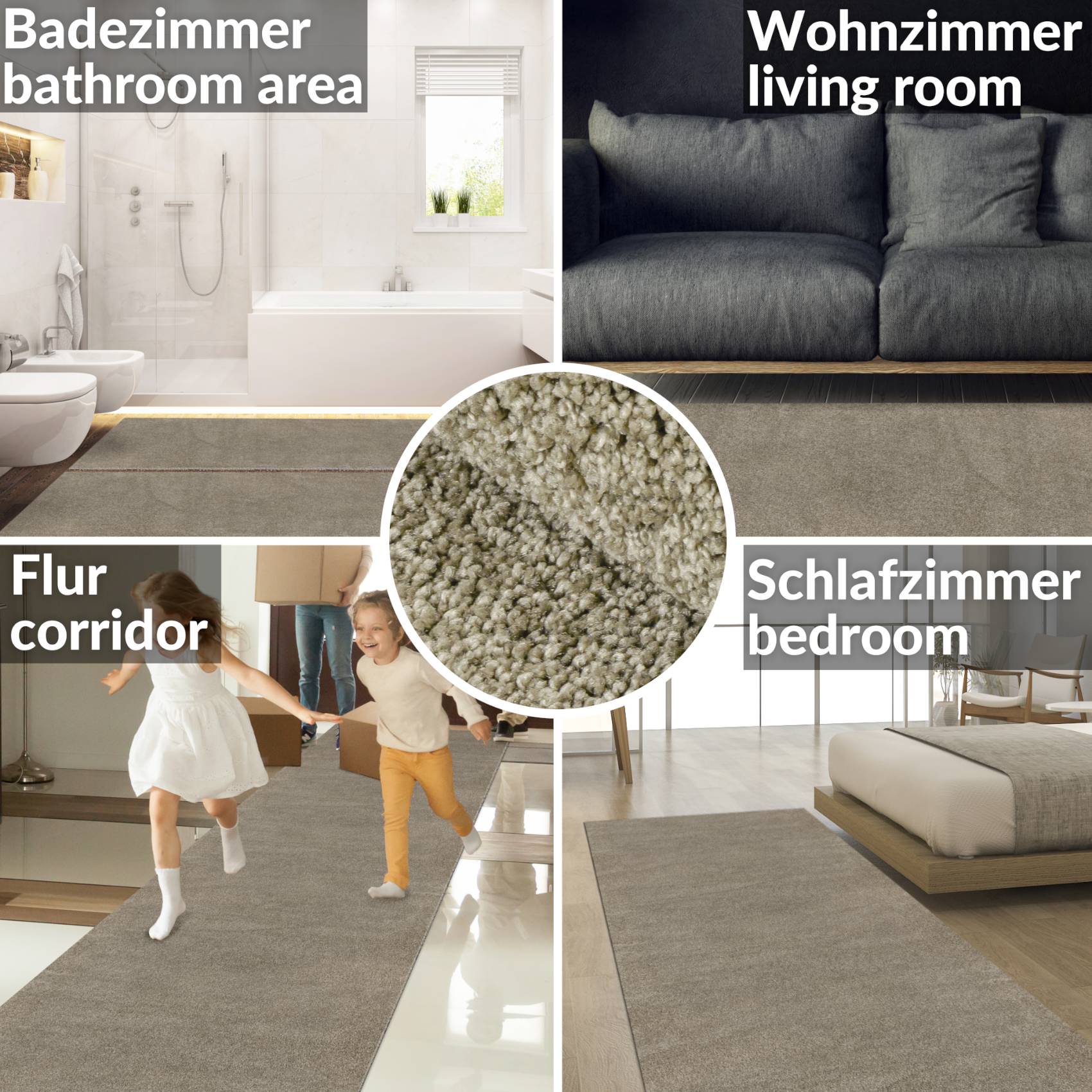 NVPCS-075_50 Teppich Wohnzimmer Kurzflor Teppich Getuftet Teppichboden Princess 2 Farben Breite 100cm